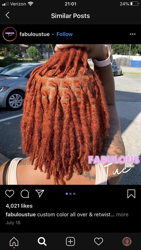 Copper Red Hair Color Black Women Locs, Ginger Copper Locs Black Women, Ginger Blonde Locs Black Women, Amber Locs Black Women, Dark Auburn Locs Black Women, Burnt Orange Dreads Black Women, Auburn Hair Color On Black Women Locs, Ginger Locs With Beads, Ginger Red Locs Black Women