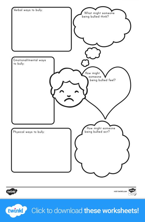 Create a discussion about bullying and the feelings surrounding it with these worksheets! This activity encourages empathy, tolerance and understanding between kids - both inside and outside of the classroom. Visit the Twinkl website to download and find more resources that support positive behaviour. #twinkl #teachingresources #twinklresources #antibullying #positivebehaviour #classdiscussion Twinkl Worksheets, Anti Bully Activities For Kids, Tolerance Activities, Counselling Activities, Afterschool Program, Service Learning Projects, Group Counseling Activities, Protective Behaviours, Wellbeing Activities