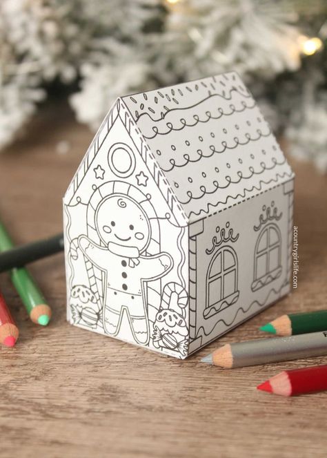 Holiday Family Activities, 3d Gingerbread House, 3d Gingerbread, Gingerbread House Template, Gingerbread Crafts, Christmas Arts And Crafts, Festive Crafts, Christmas Paper Crafts, Christmas Activities For Kids