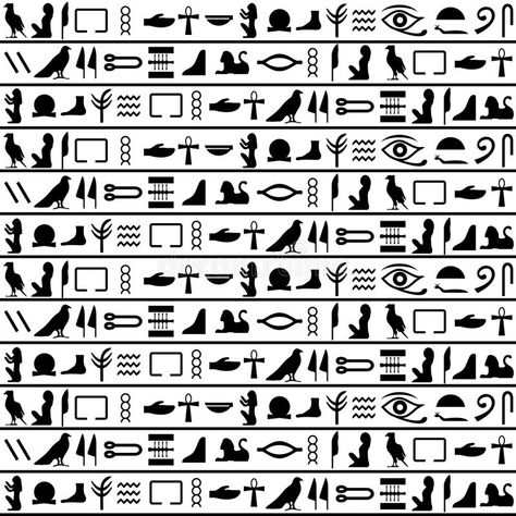 Ancient egyptian vector seamless horizontal. Ancient egyptian seamless horizontal pattern hieroglyphs. Design ethnic antique culture script, vector illustration stock illustration Geometric Deer Art, Egyptian Design Pattern, Egyptian Drawings, Underboob Tattoo Designs, Egyptian Pattern, Egyptian Tattoo Sleeve, Egyptian Design, Vector Patterns Design, Ancient Egypt Art