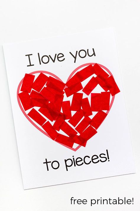 This I love you to pieces Valentine's Day craft is perfect for kids of all ages! The included printable makes it super easy to do! A heart craft for kids. Valentines Day Crafts, February Crafts, Love You To Pieces, Valentine's Day Crafts For Kids, Preschool Valentines, Valentine Crafts For Kids, Mothers Day Crafts For Kids, Craft Activity, Valentines Day Activities