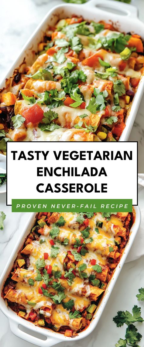 Image for Tasty Vegetarian Enchilada Casserole Best Meatless Meals, Family Dinner Recipes Vegetarian, Casseroles Vegetarian, Vegetarian Main Course Recipes, Meat Free Casseroles, Main Vegetarian Dishes Dinners, Crowded Kitchen Recipes, Vegetarian Main Dishes Dinners, Vegetarian For A Crowd