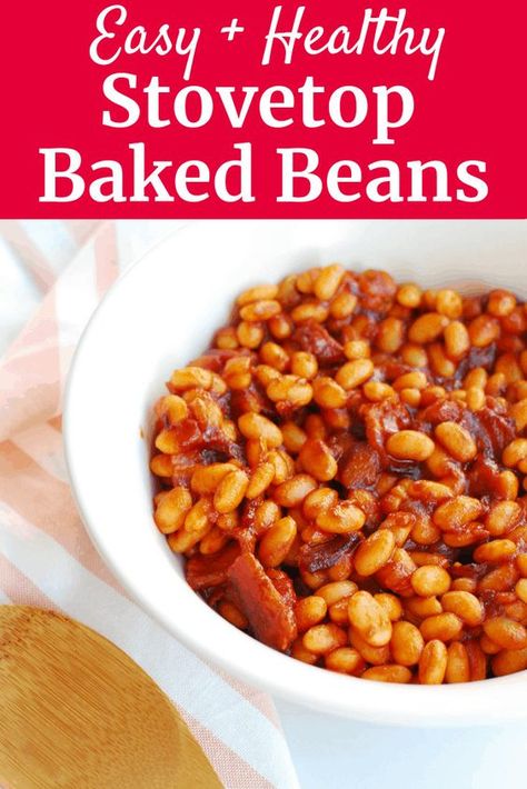 Stove Top Baked Beans Recipe, Stovetop Baked Beans, Beans Stovetop, Healthy Baked Beans, Vegetarian Baked Beans, Quick Side Dish, Easy Baked Beans, Quick Side Dishes, Baked Bean Recipes