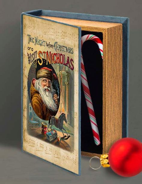 Antique Christmas Books, Christmas Book Box Ideas, Christmas Book Cover, Vintage Baby Nursery, Christmas Hampers, Book Boxes, Victorian Santa, Christmas Decoupage, Santa Art