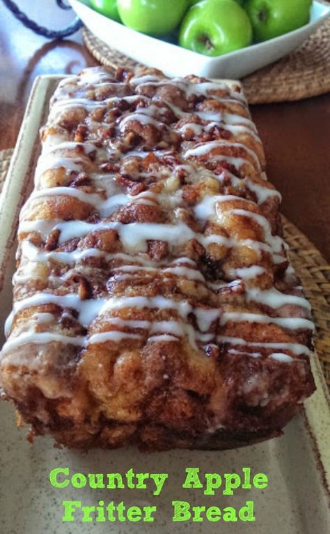 Awesome Country Apple Fritter Bread!  The Baking ChocolaTess Apple Fritters Bread Recipe, Country Apple Fritter Bread, Cabin Recipes, Apple Cakes, Apple Fritter Bread, Sewing Caddy, Pane Dolce, Apple Fritter, Sale Ideas