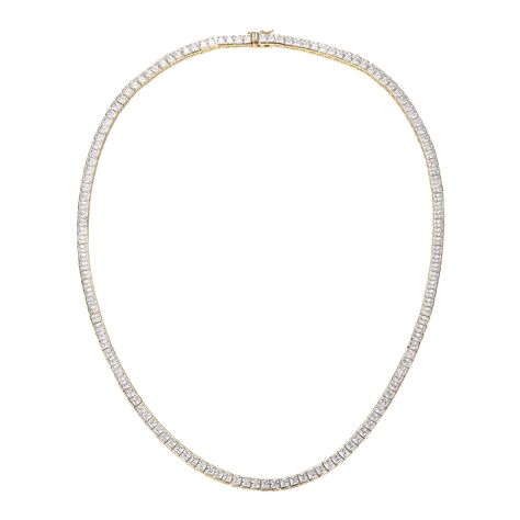 PRICES MAY VARY. 18K Yellow Gold Plated Tennis Necklace: made of 4 prong setting AAA square 3mm cubic zirconia Classic CZ Tennis Necklace: Cubic zirconia is a beautiful synthetic gemstone that is durable and brilliant Size: Cubic zirconia:4-6mm, Necklace length- 20 inches, box clasp lock Hypoallergenic Necklace for Women & Men: These necklaces are hypoallergenic lead-free, nickel-free, suitable for most skin types Excellent Quality and Service: 90-days guaranted and manufacturer's price. Elevate Hypoallergenic Necklace, Tennis Chain, Box Clasp, Tennis Necklace, Broken Chain, Chain Choker, Necklace Length, Gold Yellow, Bezel Setting