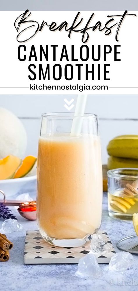 This delicious and healthy cantaloupe smoothie is the perfect way to start your day. It's packed with vitamins, minerals and other nutrients, making it the perfect breakfast replacement or snack. Plus, it's vegan and low in calories, making it a great choice for those looking to lose weight. Give this recipe a try today! Breakfast Replacement, Cantaloupe Smoothie, Cantaloupe Recipes, Melon Smoothie, Smoothies With Almond Milk, Smoothie Drink Recipes, Healthy Smoothie, Breakfast Smoothie, Smoothie Drinks