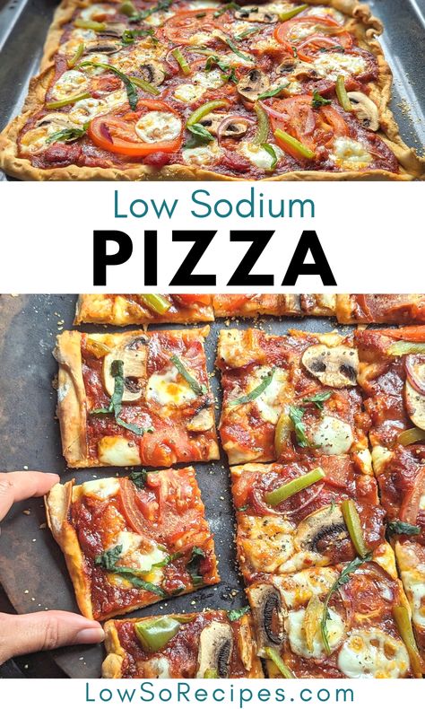 Low Sodium Pizza Recipe - Low So Recipes Low Sodium Desserts, Sodium Free Recipes, Low Sodium Pizza, Easy Low Sodium Recipes, Low Sodium Recipes Heart, Heart Healthy Recipes Low Sodium, Low Salt Recipes, Dash Diet Recipes, No Sodium Foods