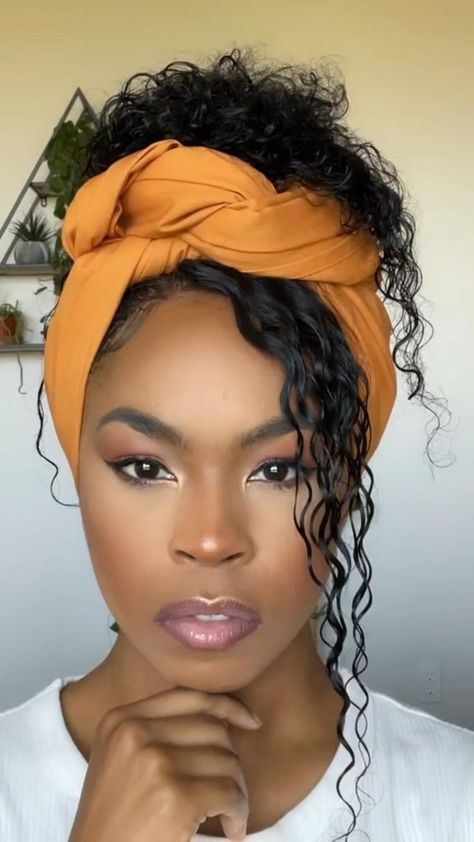 Something for a bad hair day- Easy headwrap Tutorial. Follow me for hair and beauty tips! in 2022 | Hair scarf styles, Scarf hairstyles, Hair tutorial Hairstyles With Headwraps, Head Wrap Styles Latina, Spring Rtw 2023, Natural Hair With Scarf Head Wraps, Wig And Headwrap, Half Up Half Down Hair With Head Wrap, Turban With Hair Down, Black Women Spring Hairstyles, How To Style A Headwrap