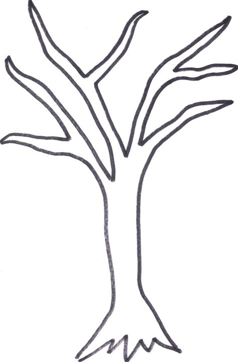 printable tree trunk | Here is the tree outline if anyone wants to cut it out or print it out ... Winter Tree Template Free Printable, Tree Trunk Drawing Simple, Tree Trunk Print, Winter Tree Template, Tree Trunk Template, Winter Tree Drawing, Tree Trunk Drawing, Leaf Template Printable, Printable Tree