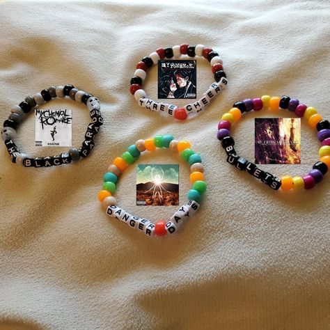 Look what I just found on Depop 👀 Mcr Friendship Bracelets, Mcr Kandi, Emo Diy, Diy Grunge Clothes, Kandi Inspo, Diy Kandi Bracelets, Pony Bead Bracelets, Diy Kandi, Monster Crafts