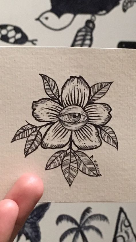 Eye Plant Drawing, Eyeball Plant Tattoo, Lotus Eye Tattoo, Eye In Flower Tattoo, Eye Plant Tattoo, Flowers With Eyes Drawing, Eye Flower Drawing, Eyeball Flower Tattoo, Flower With Eye Tattoo