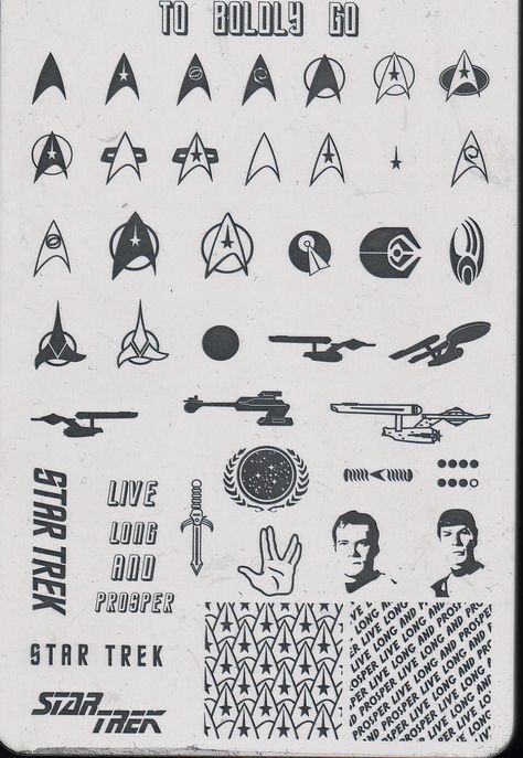 Star Trek Insignia Tattoo, Star Trek Nail Art, Live Long And Prosper Tattoo, Star Trek Drawings, Star Trek Tattoo Ideas, Star Trek Minimalist, Star Trek Tattoo Enterprise, Enterprise Tattoo, Star Trek Nails