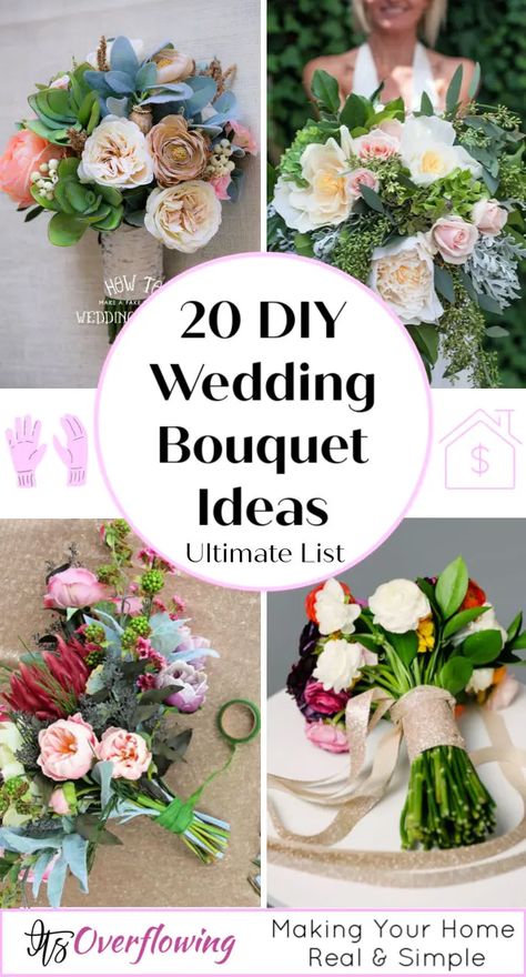 20 Simple DIY Wedding Bouquet Ideas To Please The Bride Diy Toss Bouquet Wedding, Bride Flower Bouquet Simple, Diy Wedding Bouquet Fake Flowers, Diy Fall Wedding Bouquets, Wedding Bouquet Fake Flowers, Diy Bridesmaid Bouquet, Diy Wedding Flowers Bouquet, Brides Flowers Bouquet, Silk Flower Wedding Bouquet