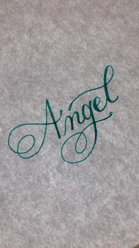 The Name Angel Tattoo, Angel In Cursive Tattoo, Angel Written Tattoo, Angel Cursive Tattoo, Angel Name Wallpaper, Angel Font Tattoo, Angel Name Tattoo Fonts, Angel In Cursive, Word Angel Tattoo