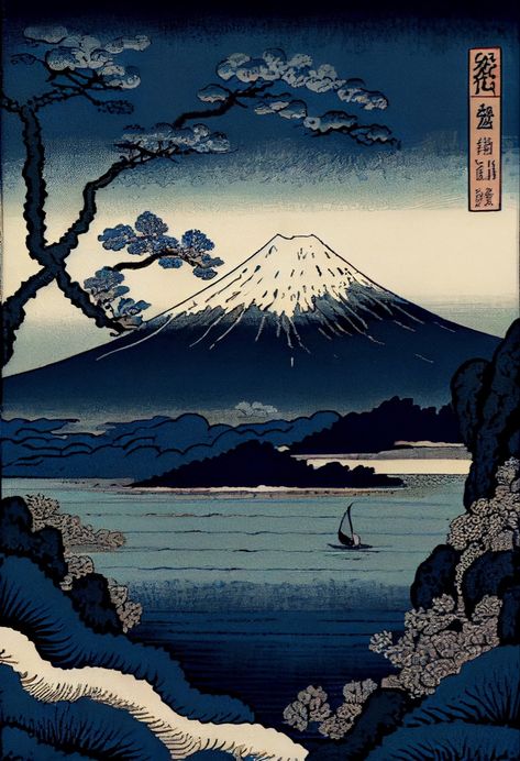 Japan Aesthetic Drawing, Pink Mountains, Katsushika Hokusai, Japan Aesthetic, Mount Fuji, Contemporary Artists, Lake, Japan, Water