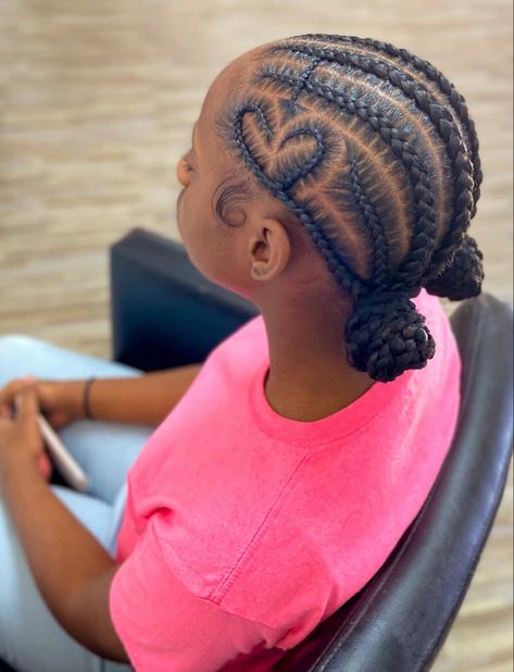 Cornrow Kids Hairstyles, Feed In Braids Hairstyles For Kids, Kids Braided Bun Hairstyles Black, Easy Kids Braided Hairstyles, Braid Designs For Kids, Puff Hairstyles For Kids, Kids Cornrow Hairstyles Natural Hair For School, Kids Hairstyles Cornrows, Feed In Braids For Kids