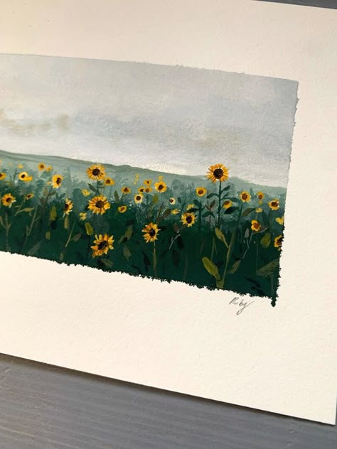 Original Gouache Gloomy Sunflower Painting - Etsy Acrylic On Canvas Ideas Easy, Sunflower Gouache, Guache Paintings Easy, Gloomy Painting, Guache Art Gouache Painting, Sunflower Painting Acrylic, Gouache Painting Ideas, Sunflower Acrylic Painting, Artsy Gifts