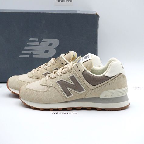 Women's New Balance 574 Sneakers Wl574ns2 Sandstone/Mushroom/Angora - Brand New In Box, Box Is Damaged. We Only Sell 100% Genuine Products, Sourced From Major Retailers. Brown New Balance Shoes, New Balance 574 Sneakers, New Balance Black, Size 10 Women, New Balance 574, New Balance Shoes, New New, Sneaker Head, Womens Shoes Sneakers