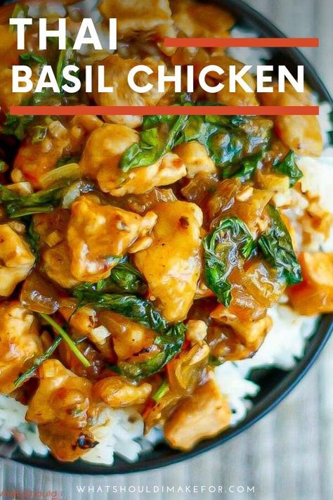 Thai Basil Chicken Recipe, Ayam Thailand, Basil Chicken Recipe, Chicken Basil, Thai Basil Chicken, Wallpaper Food, Chicken Healthy, Basil Chicken, Thai Basil