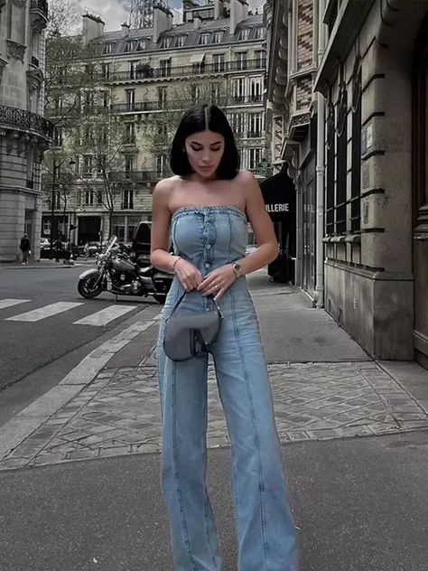 denim jumpsuit Strapless Denim Jumpsuit, Oversized Overcoat, Vintage Jumpsuit, Boho Jumpsuit, Zara Jumpsuit, Baby Wrap, Zara New, Jumpsuit Outfit, Jumpsuit Summer