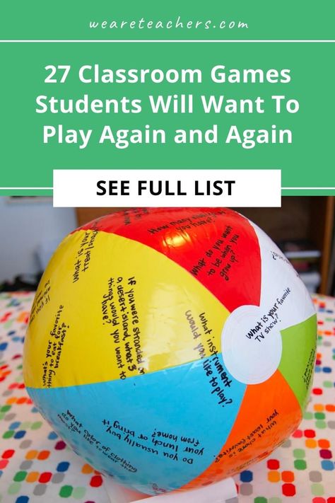 Sometimes classroom games are just what students need! Here's our go-to list of 27 games for learning and fun. Fun Classroom Activities High School, Fun Classroom Games High Schools, Interesting Games For Kids, Review Games For Middle School, Classroom Games For Middle School, Classroom Games High School, Classroom Games Elementary, Middle School Games, Games For Learning