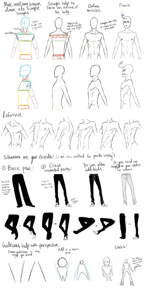 How To Draw Males Bodies, Perspective Tips, Drawing Male Anatomy, Male Body Drawing, Pants Drawing, Shading Drawing, Drawing Legs, Male Anatomy, Body Tutorial