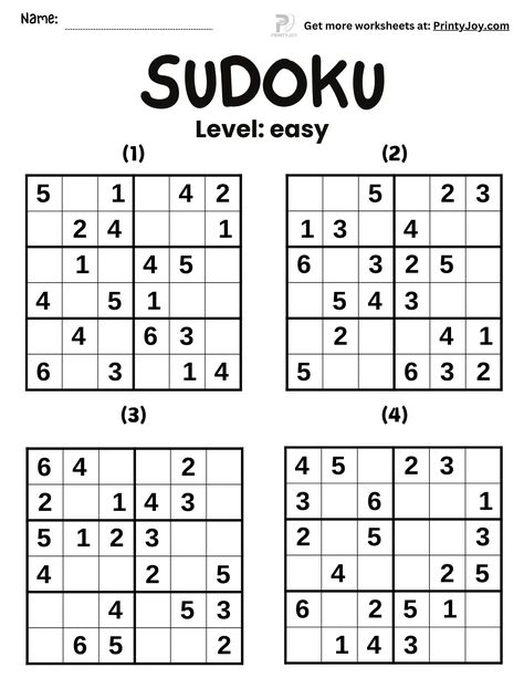 Easy Sudoku for Kids Free Printable 6×6 Logic Puzzles For Kids Free Printable, Easy Sudoku Printable, Soduko Printable Easy, Math Sudoku, Sudoku 4x4, Printable Sudoku Puzzles, Sudoku Easy, Math Worksheets For Kids, Sudoku Printable