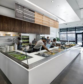 Quick Serve Restaurant Design, Take Out Restaurant Design, Takeout Restaurant Design, Fast Casual Restaurant Design, Restaurant Kitchen Design Ideas, Salad Bar Restaurants, Health Restaurant, Take Out Restaurant, Healthy Food Restaurant