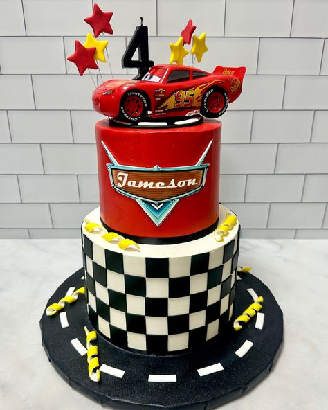 Ka-chow! 🏎️ 🏁  #carscake #kupcakekitchen #wantcake #kachow #carsbirthday #carsparty #lightningmcqueen #lightningmcqueencake #cakeinspiration #birthdaycakeideas #birthdayideas #birthdaypartyideas #birthdayinspiration #birthdayideasforkids #cakedesigner #designercakes #customcakes #3dcake #3dcakes #cakeforchildren #cakeforkids #santaclarita #santaclaritavalley Lighting Mcqueen Cake Ideas, Mcqueen Birthday Theme, Pixar Cars Birthday Cake, Pastel Rayo Mcqueen, Cars Birthday Party Cake, Cake Lightning Mcqueen, Lighting Mcqueen Cake, Ka Chow, Disney Cars Cake