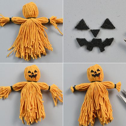 Stuffed Scarecrow Diy, Simple Halloween Crafts For Toddlers, Halloween Weaving, Halloween Scarecrow Decorations, Yarn Halloween Crafts, Halloween Creative, Halloween Easy Crafts, Diy Halloween Doll, 2nd Grade Crafts