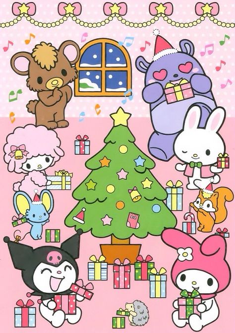 sanrio xmas <3 Sanrio Christmas Wallpaper, Sanrio Xmas, Wallpaper Kuromi, Christmas Sanrio, Sanrio Christmas, Hello Kitty Christmas Tree, 헬로키티 배경화면, Images Hello Kitty, My Melody Wallpaper