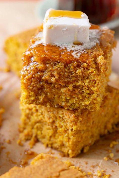 Pumpkin Maple Cornbread, Cornbread No Eggs, Pumpkin Cornbread Recipe, Maple Cornbread, Gluten Free Cornbread Recipe, Pumpkin Cornbread, Vegan Cornbread, Jiffy Cornbread Mix, Gluten Free Cornbread