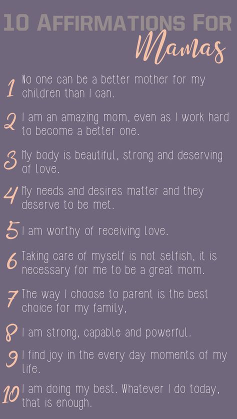 Mom Self Love Quotes, Your Doing Good Mom Quotes, Mama Knows Best Quotes, Parent Affirmations Mom, Daily Affirmations For Stay At Home Moms, Mom Positive Affirmations, Positive Motherhood Affirmations, Positive Affirmation For Moms, Mom Affirmations Inspiration