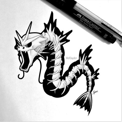 Skeletal Gyarados by WolfJayden on DeviantArt Pokemon Skeletons, Superhero Silhouette, Pokemon Painting, Pokemon Halloween, Beginner Tattoos, Pokemon Sketch, Skeleton Drawings, Ghost Pokemon, Cool Pokemon Wallpapers