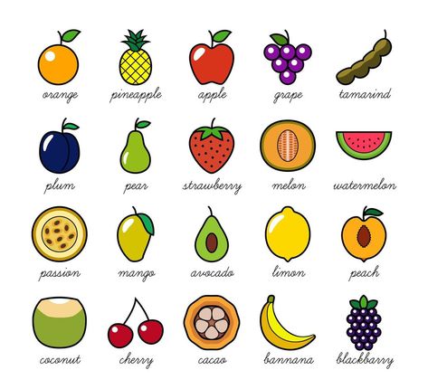 Easy Fruit Drawing, Vegetables Drawing, Fruit Drawing, Vegetable Drawing, Fruit Art Drawings, Kids Fruit, Tree Drawings Pencil, Vegetable Pictures, Fruit Clipart