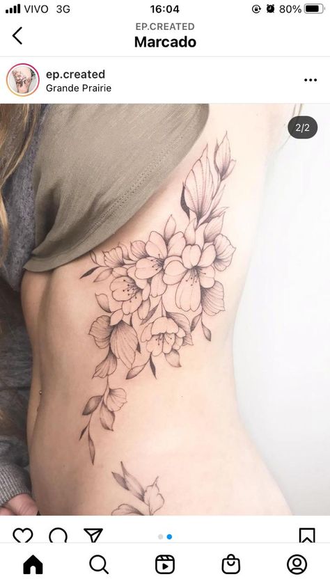 Flower Body Tattoos For Women, Floral Side Tattoos Women Ribs, Vine Side Tattoo, Cascading Flower Tattoo, Ribcage Tattoos For Women Large, Side Flower Tattoos Women, Floral Side Tattoos Women, Flower Side Tattoos Women, Floral Rib Tattoo