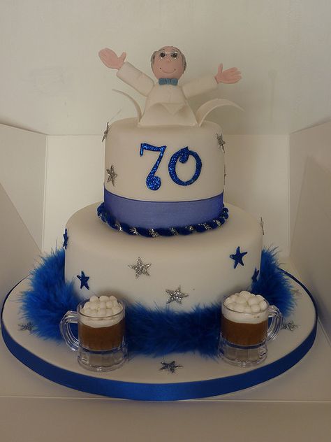 70th birthday cake by traceybestcakes (not enough hours in the day), via Flickr Cake 70th Birthday, Grandpa Birthday Cake, 70 Year Old Birthday, Birthday Cake Beer, 70th Birthday Party Favors, Old Birthday Cake, 75 Birthday Cake, Rodjendanske Torte, 90th Birthday Cakes