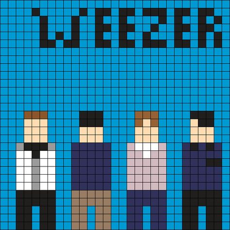 Weezer Pixel Art, Hozier Pixel Art, Peeler Bead Album Cover, Perler Bead Patterns Album Covers, Mcr Perler Bead Patterns, Album Perler Beads, Weezer Perler Beads, Gay Pixel Art, Album Covers Pixel Art