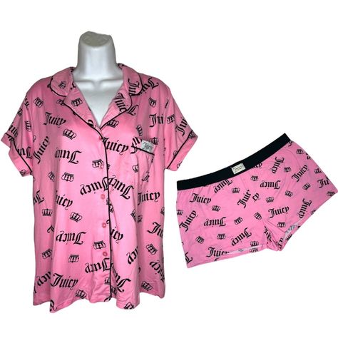 Juicy Couture Two Piece Monogram Pink With Silver “Juicy” Logo Pj Set Baby Pink Color New Thank You For Checking Out My Listing To Save Money On Shein You Can Go To My Profile/Me> Other Services>My Reference> Type In Us40861v Or Add In 1 Click From My Bio For A Recurring And Stackable Discount On Every Order Over $29 On @Shein_us Be Sure To Use Cash Back On Rakuten Click The Link In My Bio To Receive $30 When You Sign Up & Shop! Here’s The Link Https://Beacons.Page/Analyzfeliz/ Shop Smart Ladies Gatsby Fashion, Juicy Couture Clothes, Baby Pink Color, Great Gatsby Fashion, Cute Lazy Outfits, Short Pj Set, Nightgowns For Women, Trendy Chic, Pajama Set Women