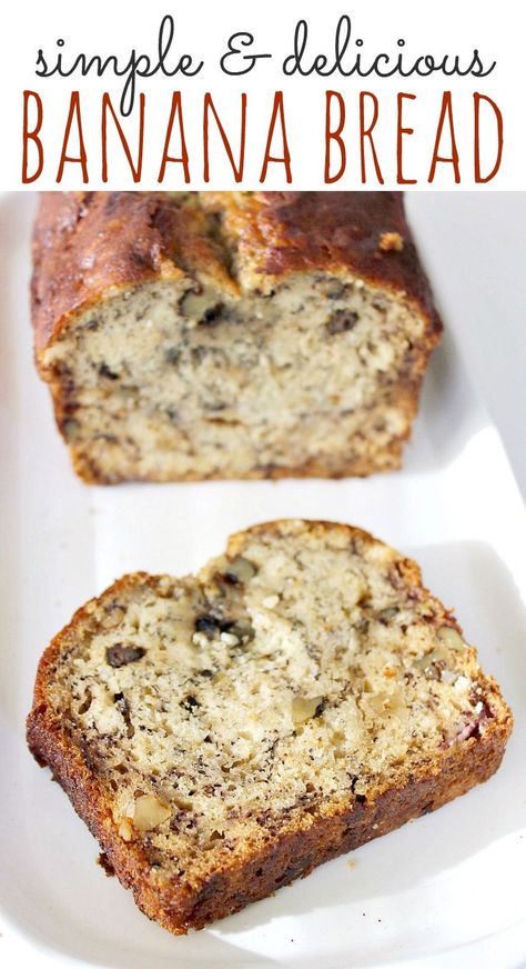 Simple Banana Bread Recipe - Easy to make and freezes well. All ingredients are pantry staples (just add ripe bananas!). Simple Banana Bread Recipe, Simple Banana Bread, Super Moist Banana Bread, Banana Nut Bread Recipe, Nut Bread Recipe, Banana Bread Recipe Moist, Pane Dolce, Moist Banana Bread, Easy Banana Bread Recipe