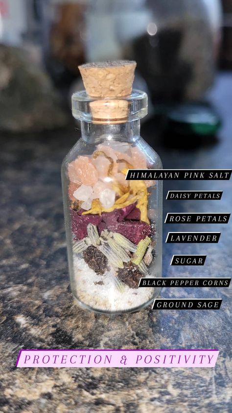 Spell jar ingredients 💖 Positivity Spell, Love Spell Jar, Wicca Recipes, Jar Spells, Witch Bottles, Magia Das Ervas, Authentic Love, Wiccan Magic, Witch Spirituality