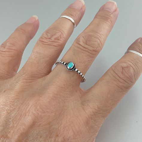 Sterling Silver Beaded And Braided Synthetic Turquoise Ring, Boho Ring, Dainty Ring, Small Ring Material: 925 Sterling Silver Face Height: 5 Mm (0.20 Inch) Dainty Western Jewelry, Western Rings Simple, Cowgirl Closet, Cute Promise Rings, Western Rings, Christmas Lists, College Clothes, Large Turquoise Ring, Country Jewelry