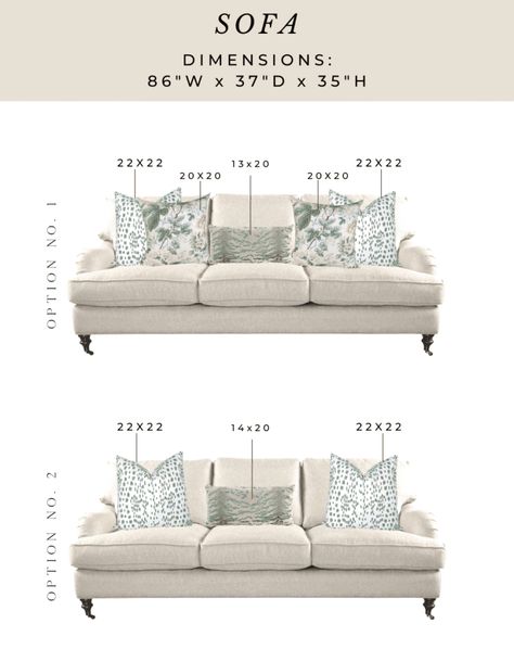 BEST OF CLASSIC DESIGN: PILLOWS + SIZING GUIDANCE - A Glass of Bovino Beige Couch Pillows, Couch Pillow Arrangement, Hot Pink Throw Pillows, Cushion Arrangement, Pillow Sizes Chart, Bedroom Arrangement, Throw Pillows Bedroom, Sofa Pillows Arrangement, Throw Pillows Living Room