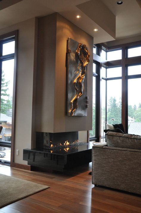 Fireplace Modern Design, Contemporary Fireplace Designs, Contemporary Family Room, Contemporary Fireplace, Fireplace Remodel, Home Fireplace, Modern Fireplace, घर की सजावट, Living Room With Fireplace