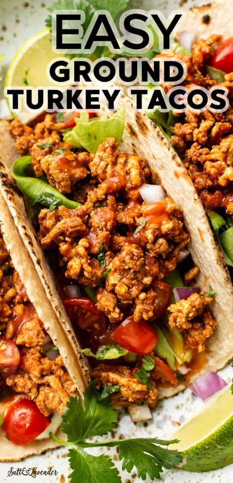 Turkey Tacos Recipes, Healthy Turkey Recipes, Ground Turkey Recipes Healthy, Ground Turkey Tacos, Turkey Meat Recipes, Healthy Ground Turkey, Turkey Taco, Turkey Burger Recipes, Turkey Tacos