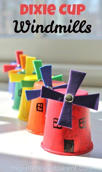 Dixie Cup Windmill Craft - A cute & easy craft for kids with Dixie Cup Crafts, Windmill Craft, Easy To Make Crafts, Boy Diy Crafts, Windmill Blades, Kerajinan Diy, مشروعات العلوم, Spring Kids, Spring Crafts For Kids