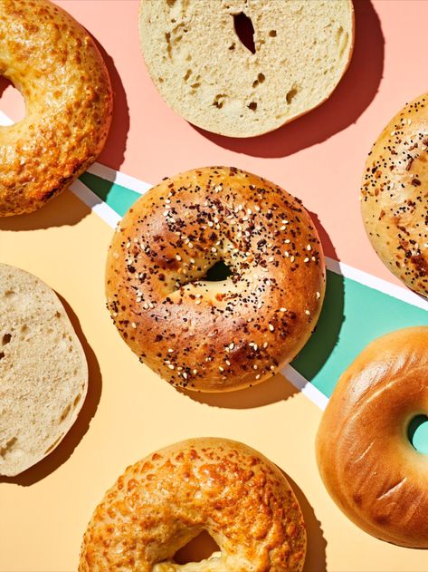 Bagel Food Photography, Bagel Sandwich Photography, Bagel Photography Food Styling, Bagels Photography, Crochet Bagel, Bread Photography Food Photo, Bagel Branding, Bagel Aesthetics, Bagel Photography