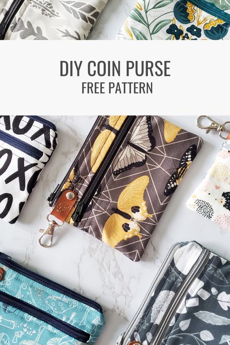 Change Purse Diy, Diy Wallet Pattern Free, Diy Coin Purse Pattern, Coin Purse Sewing Pattern, Coin Purse Sewing, Diy Wallet Pattern, Wallet Pattern Free, Upcycled Sewing, Diy Coin Purse