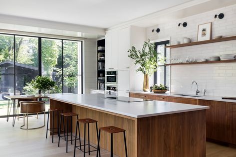 Kitchen Goals, Interior Dapur, Industry West, Kitchen Confidential, Walnut Kitchen, Walnut Cabinets, Kitchen White, Extension Ideas, White Oak Floors